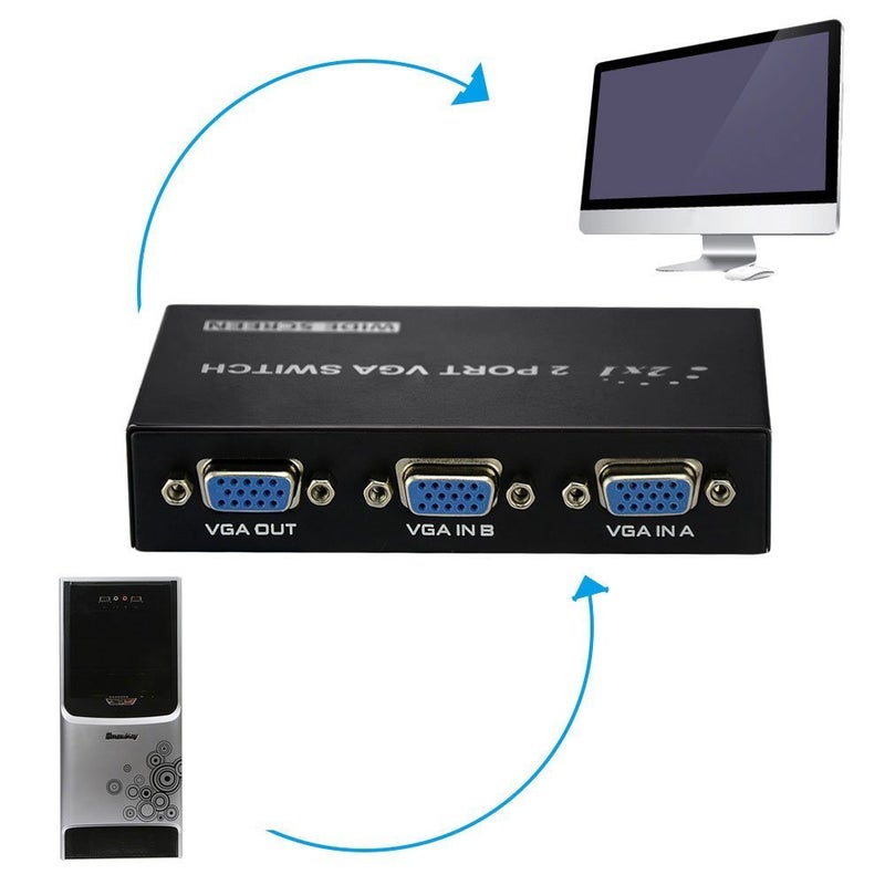 BeElion 2 Port 15 Pin Female(2 in/1 Out) VGA Switch Box for PC TV Monitor(Not for DDC, DDC2, DDC2B Monitor), Updated for Red Buttons - Image 4